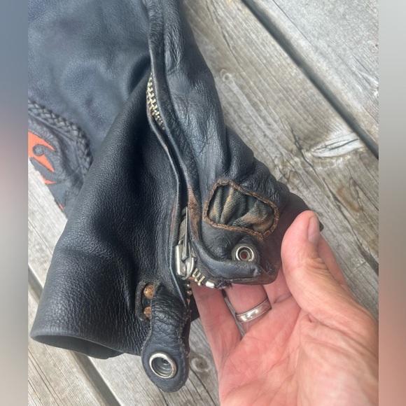 Vintage 90’s Harley-Davidson Black Leather Motorcycle Chaps 34/36x31 - Picture 7 of 13